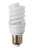 Energy saving light bulb in the form of a spiral close-up