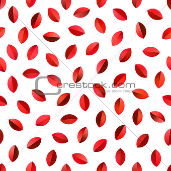Vector Seamless Red Shades Jumble Leaf Shapes Pattern