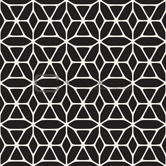 Vector Seamless Black and White Rounded Shapes Floral Pattern