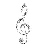 Treble clef sign made up from black music notes on white