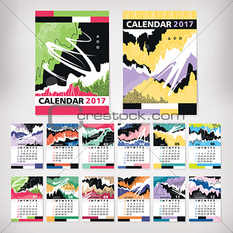 2017 year calendar with contemporary style art