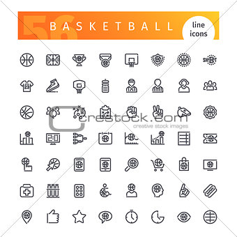 Basketball Line Icons Set
