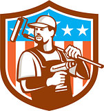 Handyman Cordless Drill Paintroller Crest Flag Retro