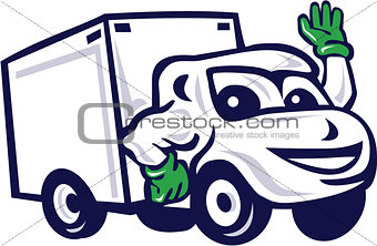 Delivery Van Waving Cartoon