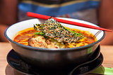 Japanese Pork Ramen Noodles and Chopsticks