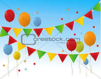 Colored  Happy Birthday Balloons Banner Background Vector Illust