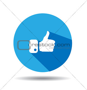 Flat Blue Button Hand Like Icon