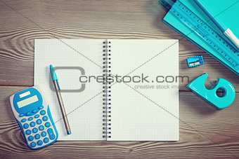 Open notebook with colorful stationery