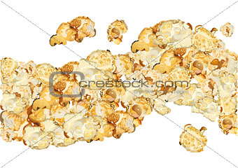 Popcorn isolated on white background. Seamless texture