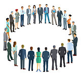 Business people forming a circle
