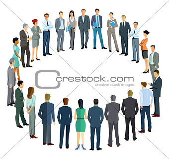 Business people forming a circle