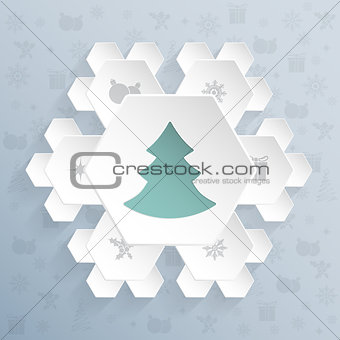 Christmas greeting with snowflake shaped hexagons