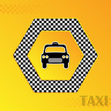 Checkered taxi background with cab silhouette in center
