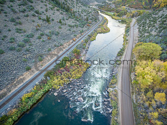 Colorado RIver rapid aerial view