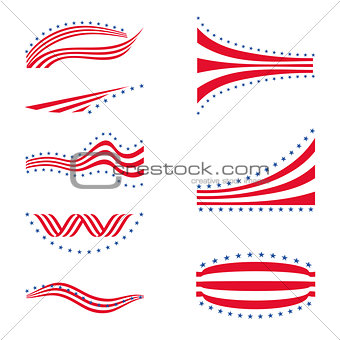 USA star flag logo stripes design elements