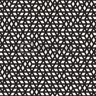 Vector Seamless Black and White Irregular Hexagonal Grid Pattern