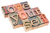 love yourself in wood type