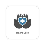Heart Care Icon. Flat Design.