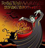 Halloween font set and Vector Vampire Dracula