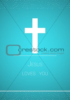 christian cross on blue background