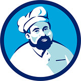 Baker Chef Cook Bearded Circle Retro