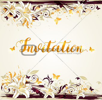 Decorative floral background with lily