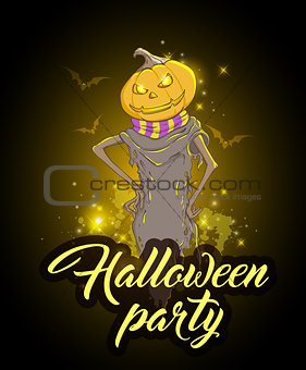 Design for Halloween party with pumpkin