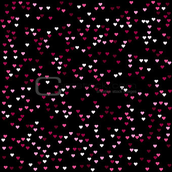 Seamless abstract pink heart pattern vector, black background