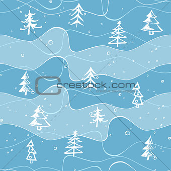Abstract pine tree forest seamless pattern