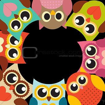 Cute Owl Pattern Background with Place for Your Text Vector Illu