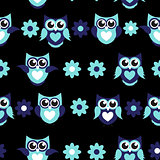 Cute Owl Seamless Pattern Background Vector Illustration