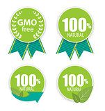 Gmo Free and 100% Natural Label Set Vector Illustration