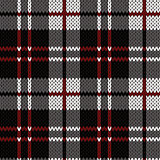 Knitting seamless pattern in red, black, white and grey hues