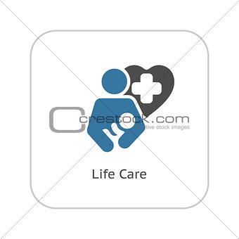 Life Care Icon. Flat Design.