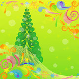 Christmas Low Poly Background with Fir Tree