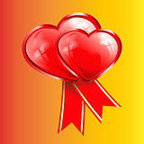 red heart with two ribbons at the bottom