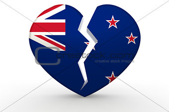 Broken white heart shape with New Zealand flag