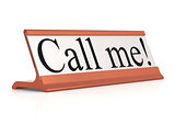 Call me table tag isolated with white background