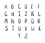 Hand-drawn vector alphabet script