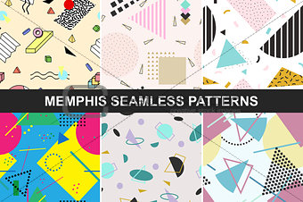 Set of vector abstract seamless patterns.