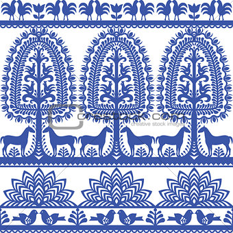 Seamless floral Polish folk art pattern Wycinanki Kurpiowskie - Kurpie Papercuts