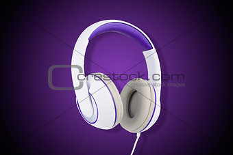 White and purple padded headphones isolated on purple 