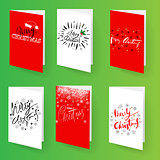 Set of christmas brochures templates. Vector Holidays cards collection. Hand drawn lettering elements.