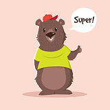 Vector cute little bear cartoon character in t-shirt