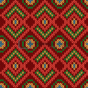 Ornate ethnic knitting motley seamless pattern