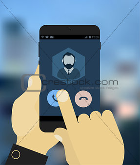 Hand answering to call on mobile device