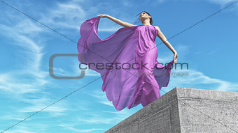 The young woman in purple dress 