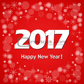 New year`s card 2017 on red