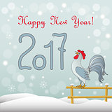 new year`s card with rooster