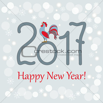 new year`s card with rooster